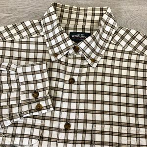 Woolrich Shirt Men's XL Brown Yellow Cream Plaid Button Down Long Sleeve Western